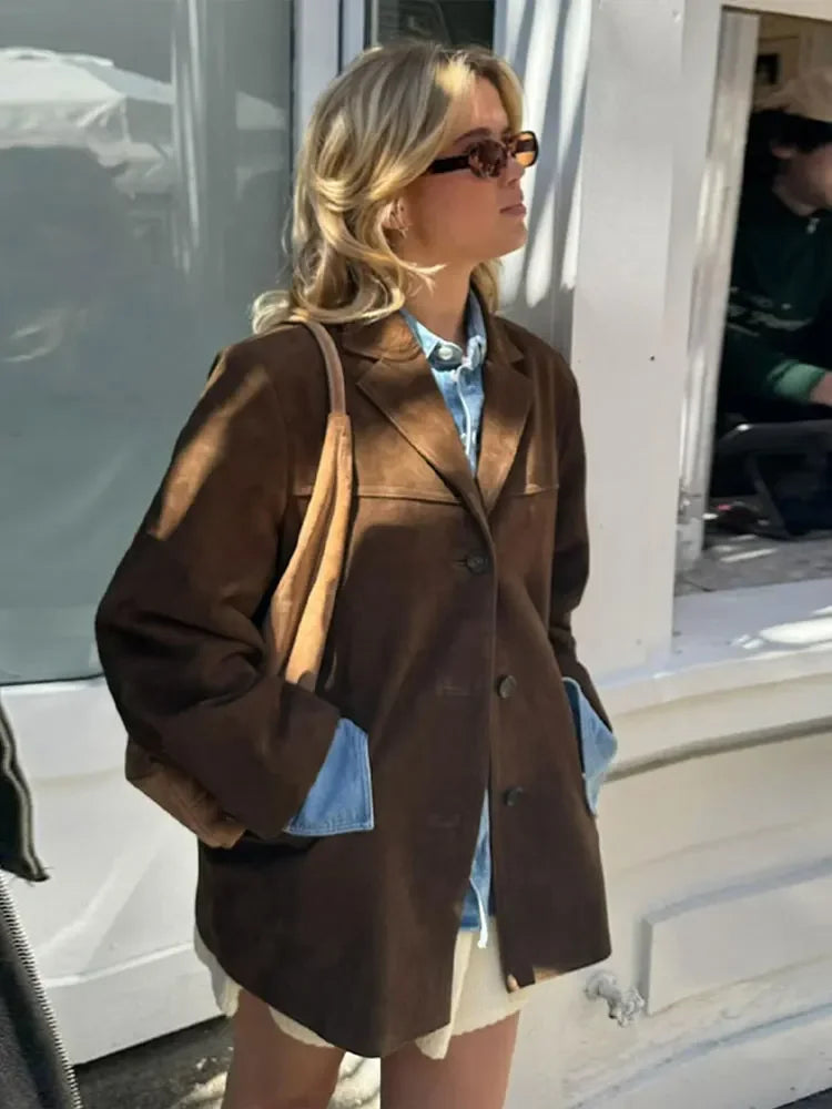 IWANNA™  VINTAGE Brown Suede Leather Jacket