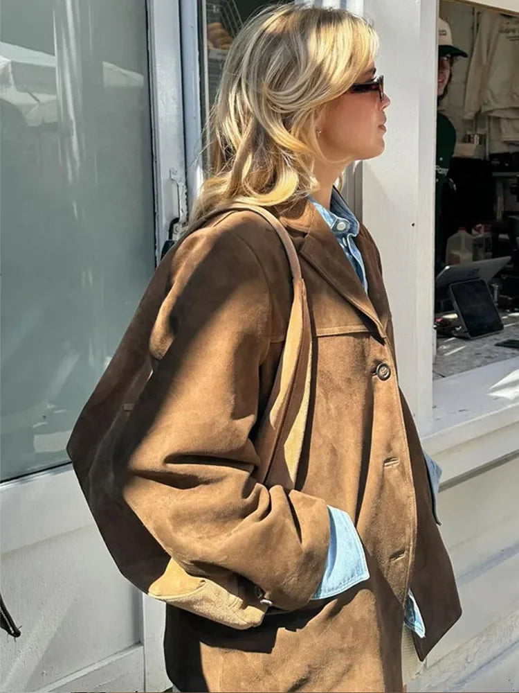 IWANNA™  VINTAGE Brown Suede Leather Jacket