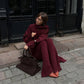 Iwanna™ Burgundy Sweater Pant Set With Scarf
