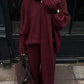Iwanna™ Burgundy Sweater Pant Set With Scarf