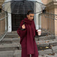 Iwanna™ Burgundy Sweater Pant Set With Scarf