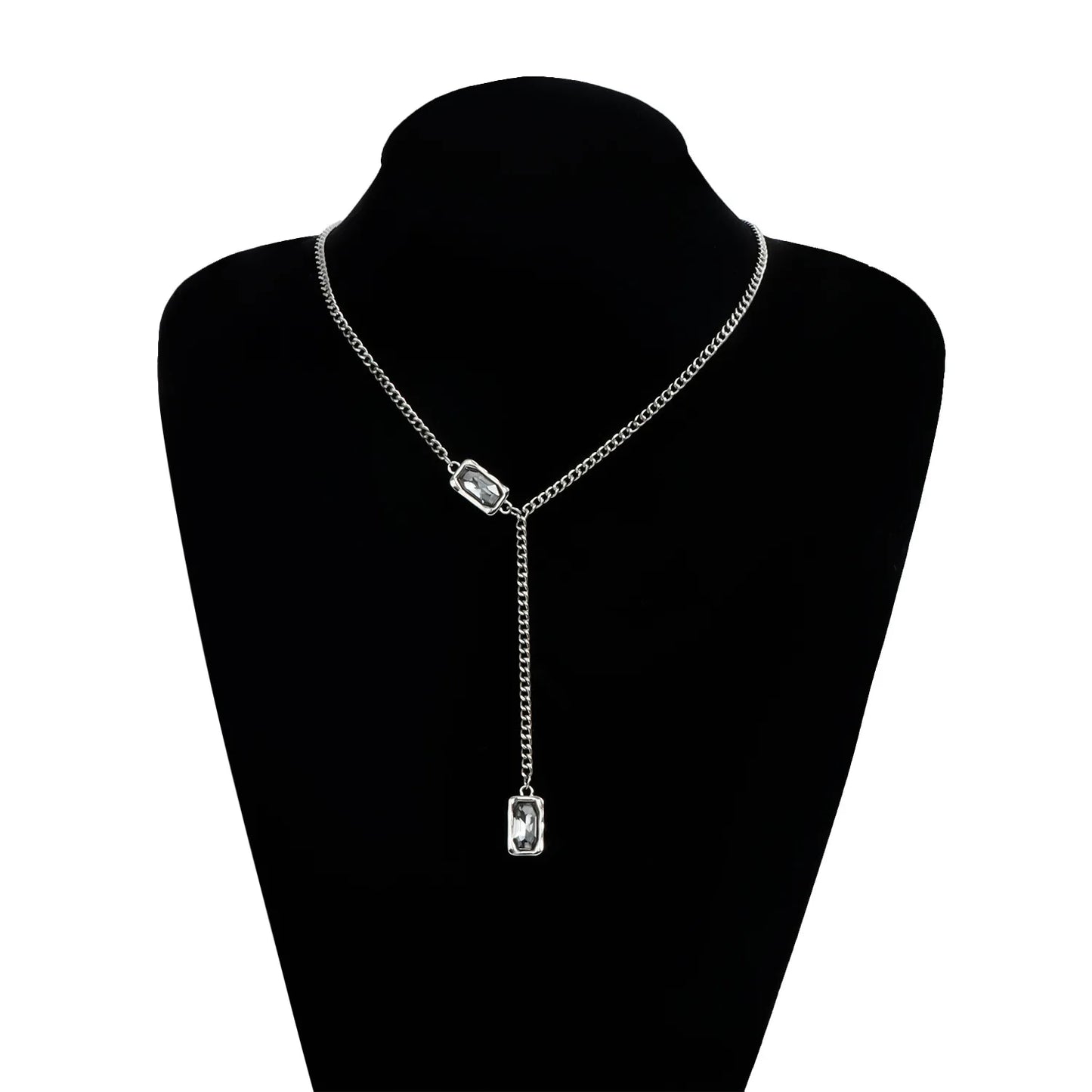 Geometric diamond Y-shaped necklace