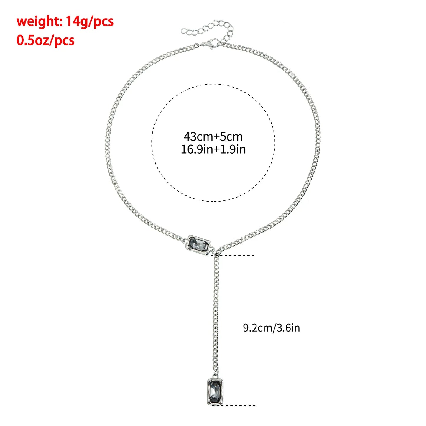 Geometric diamond Y-shaped necklace
