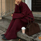 Iwanna™ Burgundy Sweater Pant Set With Scarf